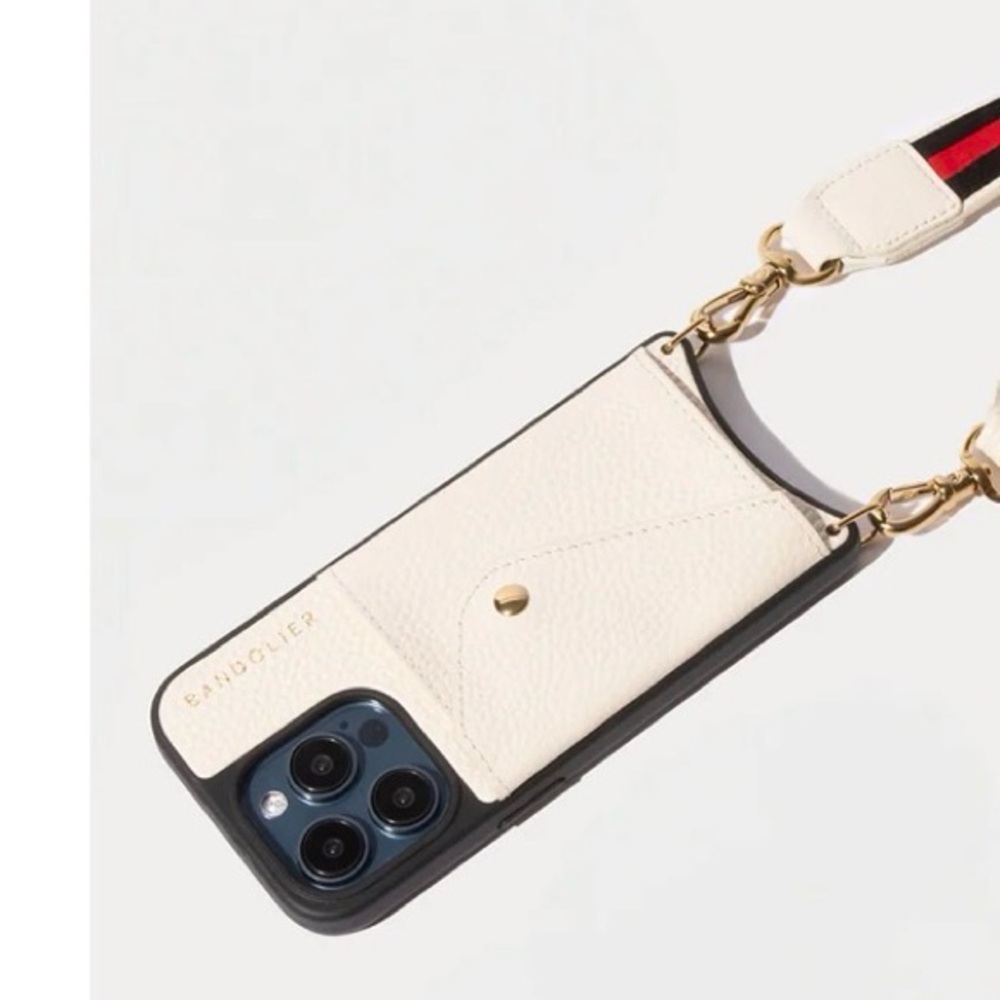 Bandolier White Leather Phone Case iPhone 15 ProMax - Picture 2 of 5